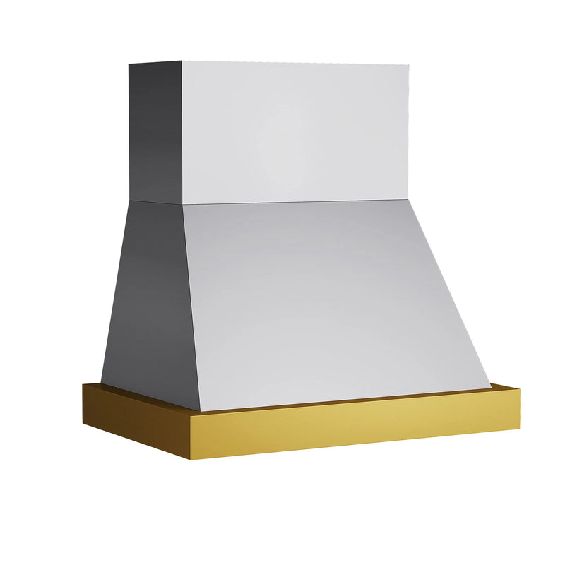 Kucht Professional 36" 600 CFM Wall Mount Range Hood in Stainless Steel with Gold Accents, KRH36SG