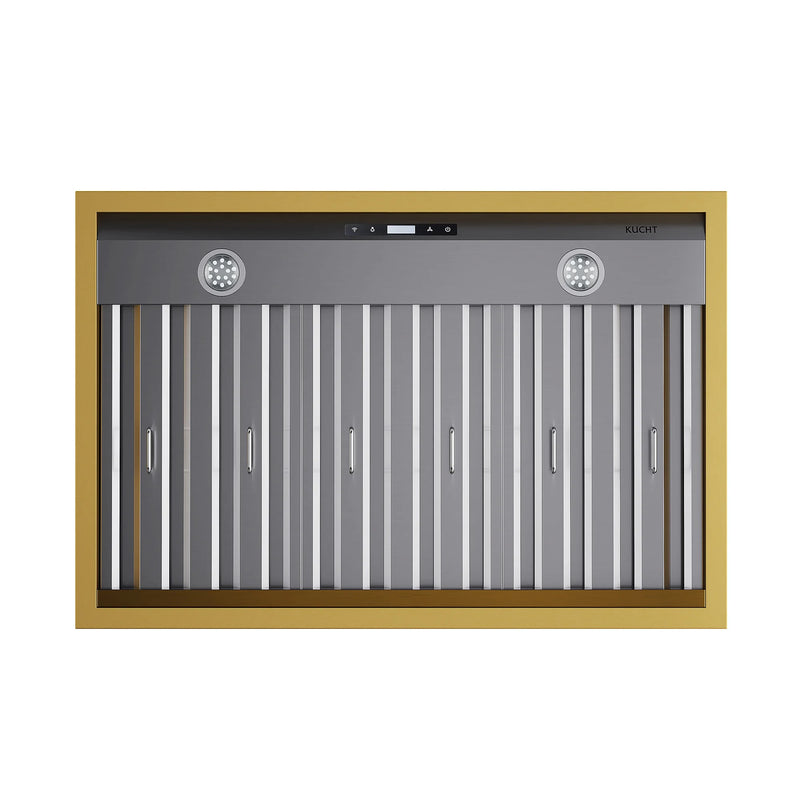 Kucht Professional 36" 600 CFM Wall Mount Range Hood in Stainless Steel with Gold Accents, KRH36SG