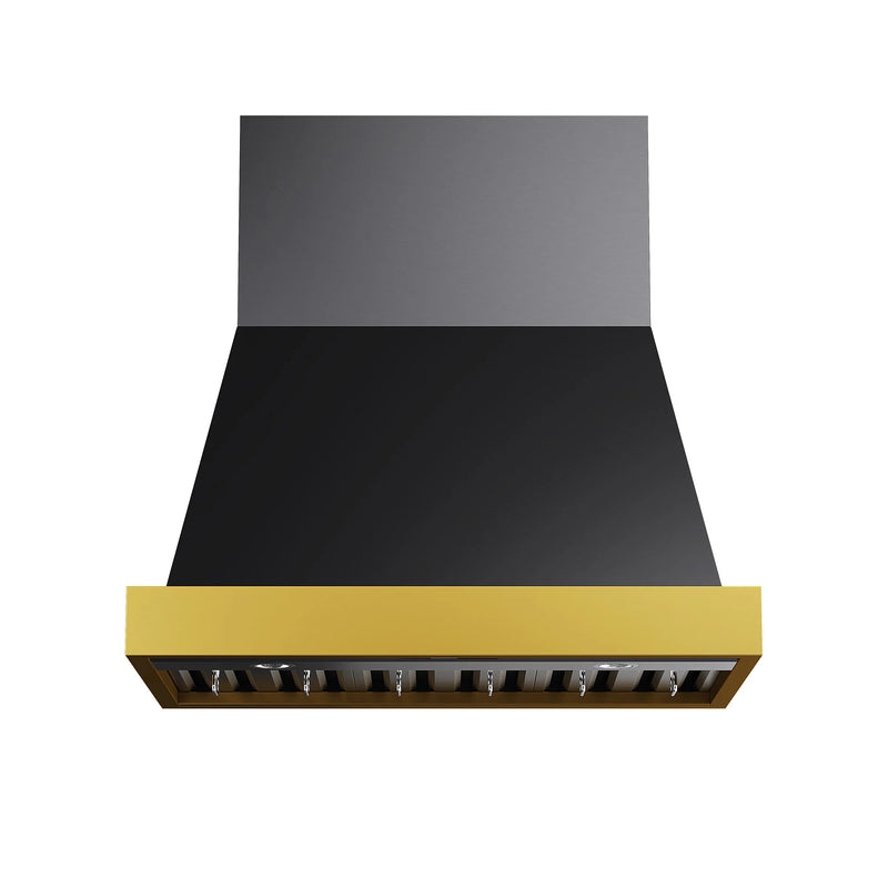 Kucht Professional 36" 600 CFM Wall Mount Range Hood in Titanium Stainless Steel with Gold Accents, KRH36TG