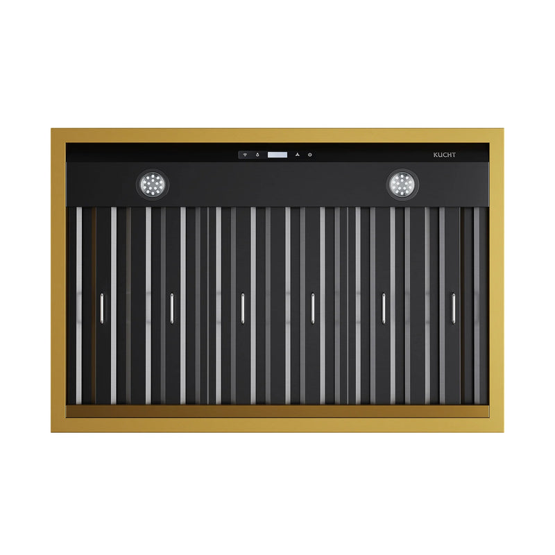 Kucht Professional 36" 600 CFM Wall Mount Range Hood in Titanium Stainless Steel with Gold Accents, KRH36TG