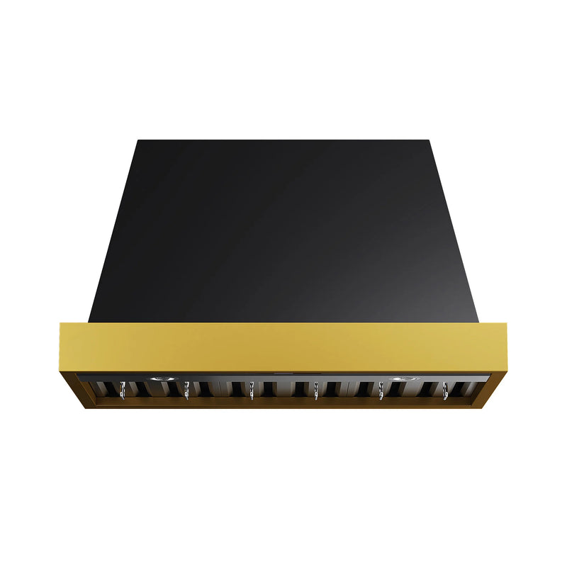 Kucht Professional 36" 600 CFM Wall Mount Range Hood in Titanium Stainless Steel with Gold Accents, KRH36TG