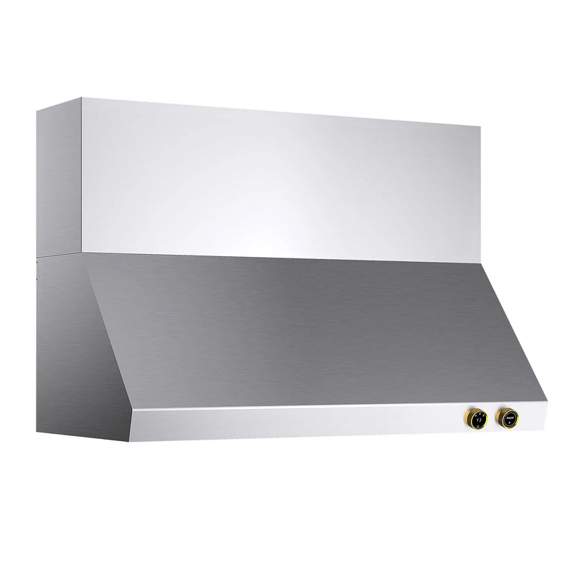 Kucht Professional 48" 1200 CFM Wall Mount Range Hood in Stainless Steel with Gold Accents, Digital Controls, KRH480-GL-C