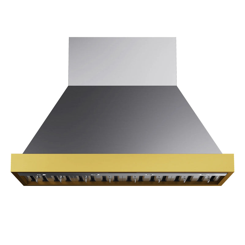 Kucht Professional 48" 800 CFM Wall Mount Range Hood in Stainless Steel with Gold Accents, KRH48SG