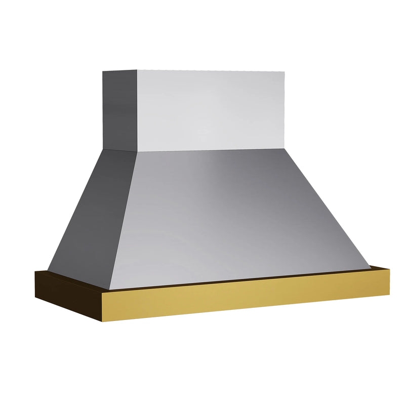 Kucht Professional 48" 800 CFM Wall Mount Range Hood in Stainless Steel with Gold Accents, KRH48SG