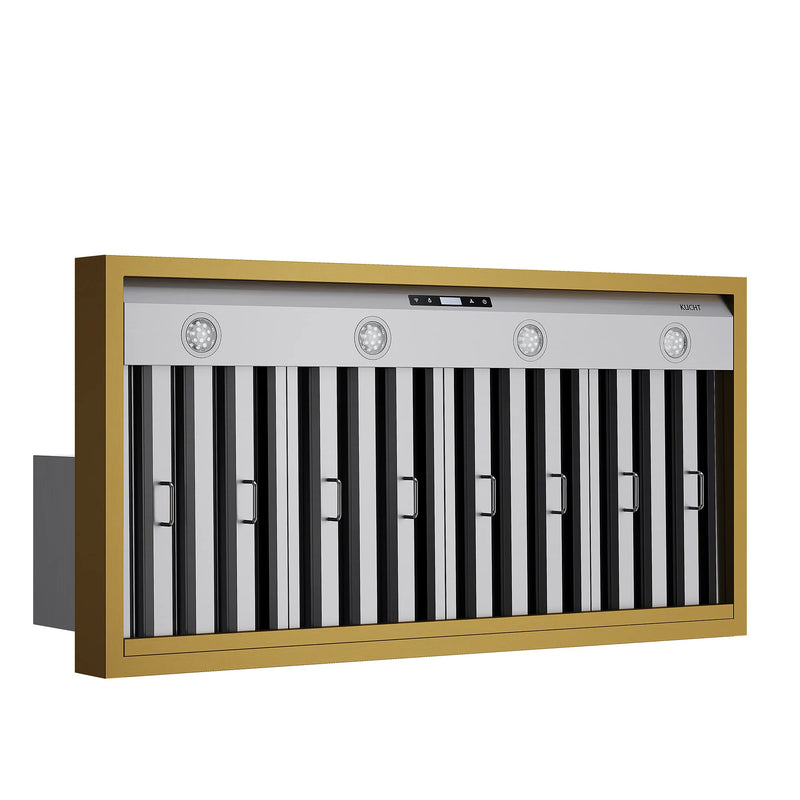 Kucht Professional 48" 800 CFM Wall Mount Range Hood in Stainless Steel with Gold Accents, KRH48SG