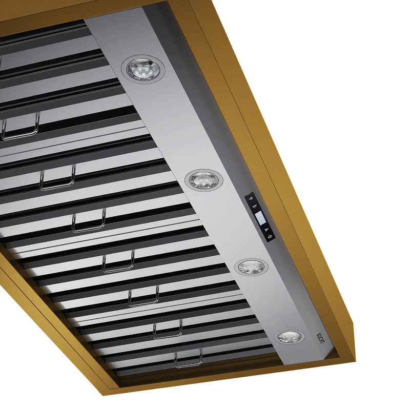 Kucht Professional 48" 800 CFM Wall Mount Range Hood in Stainless Steel with Gold Accents, KRH48SG