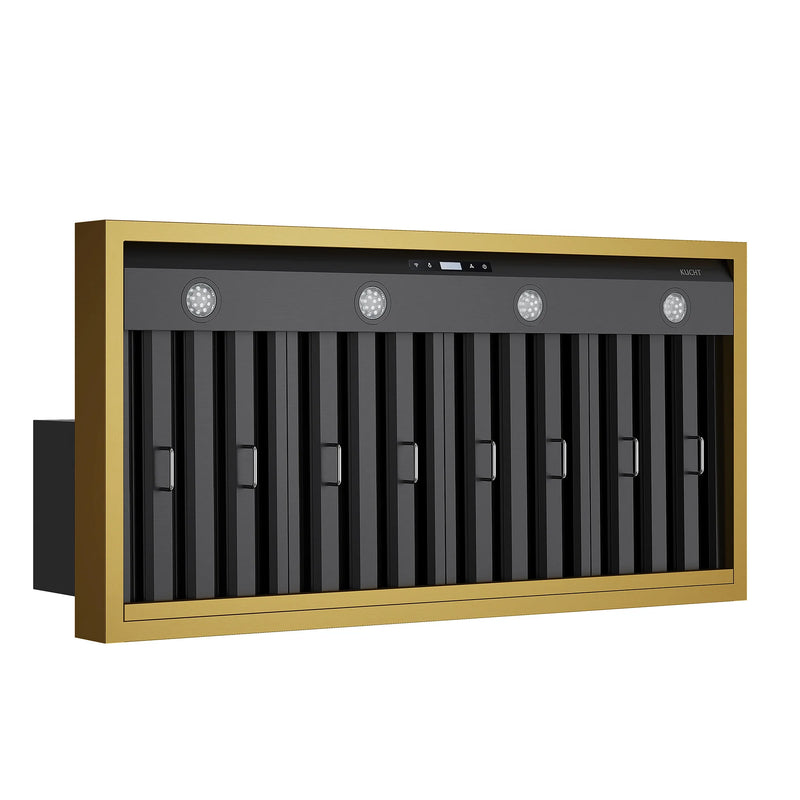 Kucht Professional 48" 800 CFM Wall Mount Range Hood in Titanium Stainless Steel with Gold Accents, KRH48TG