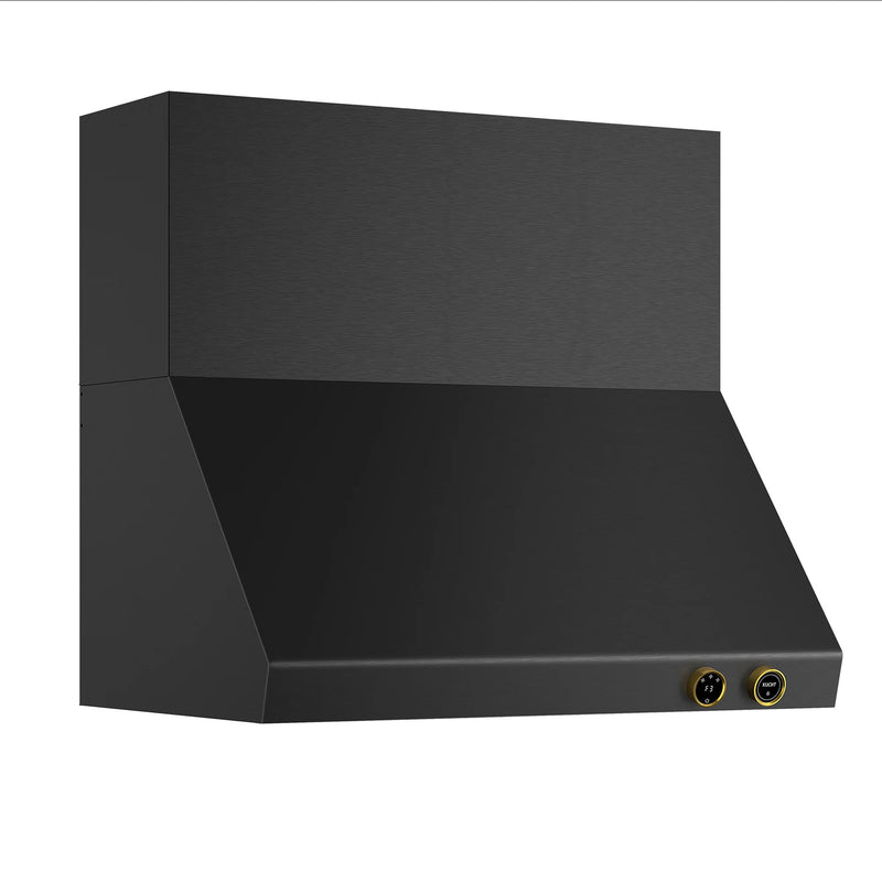 Kucht Professional 36" 900 CFM Wall Mount Range Hood in Titanium Stainless Steel with Gold Accents, Digital Controls, KRHG360-GL-C