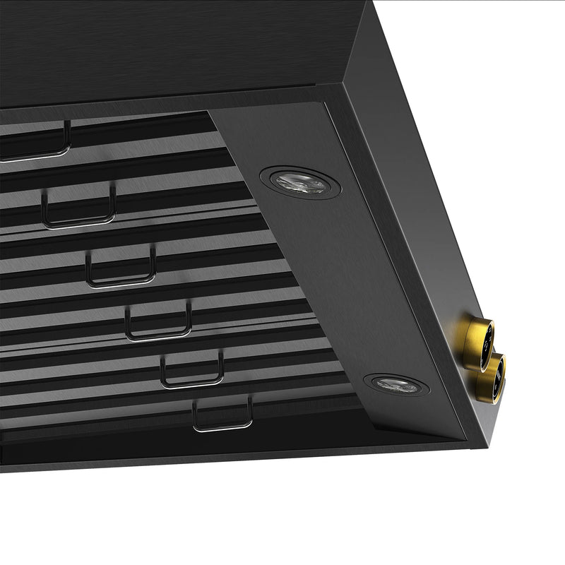 Kucht Professional 36" 900 CFM Wall Mount Range Hood in Titanium Stainless Steel with Gold Accents, Digital Controls, KRHG360-GL-C