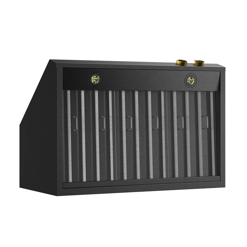 Kucht Professional 36" 900 CFM Wall Mount Range Hood in Titanium Stainless Steel with Gold Accents, Digital Controls, KRHG360-GL-C