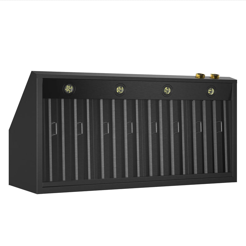 Kucht Professional 48" 1200 CFM Wall Mount Range Hood in Titanium Stainless Steel with Gold Accents, Digital Controls, KRHG480-GL-C