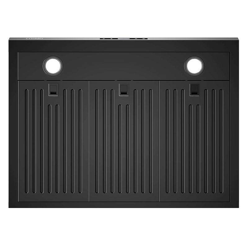 Cosmo 30" Haven Collection Under Cabinet Range Hood in Matte Black, 500 CFM, LED Lights, COS-KS6U30-BK