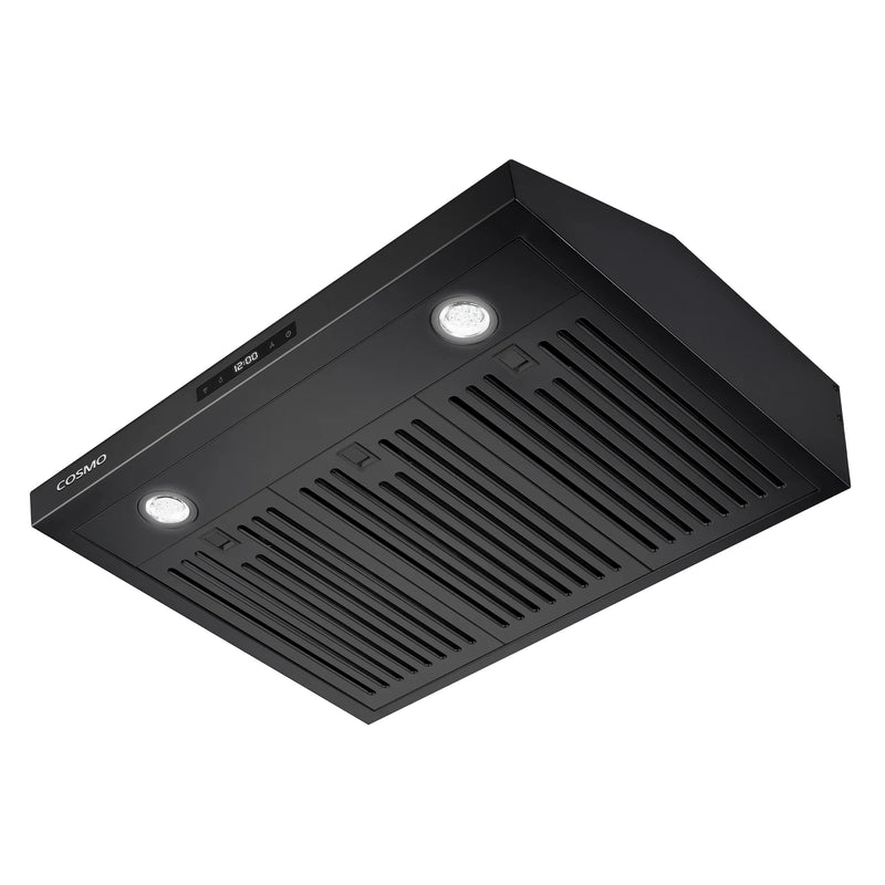 Cosmo 30" Haven Collection Under Cabinet Range Hood in Matte Black, 500 CFM, LED Lights, COS-KS6U30-BK