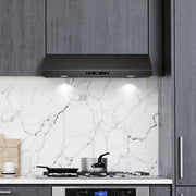 Cosmo 30" Haven Collection Under Cabinet Range Hood in Matte Black, 500 CFM, LED Lights, COS-KS6U30-BK