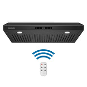 Cosmo 30" Haven Collection Under Cabinet Range Hood in Matte Black, 500 CFM, LED Lights, COS-KS6U30-BK