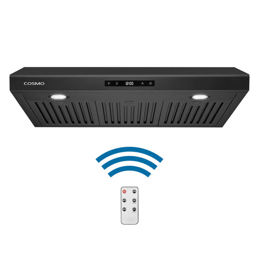 Cosmo 30" Haven Collection Under Cabinet Range Hood in Matte Black, 500 CFM, LED Lights, COS-KS6U30-BK