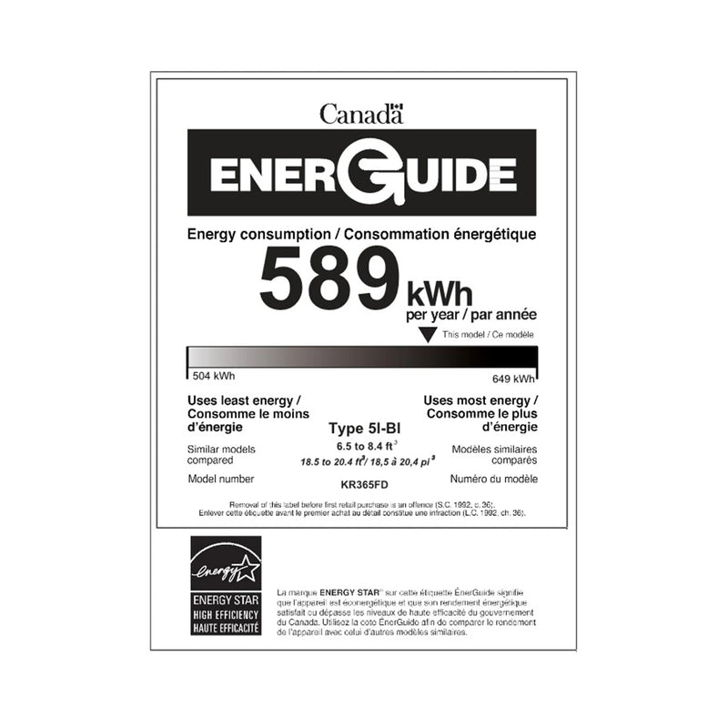 Kucht 36" Built-In 19.6 Cu. Ft. French Door Refrigerator in Custom Panel Ready, Counter Depth, with Ice Maker, KR365FD