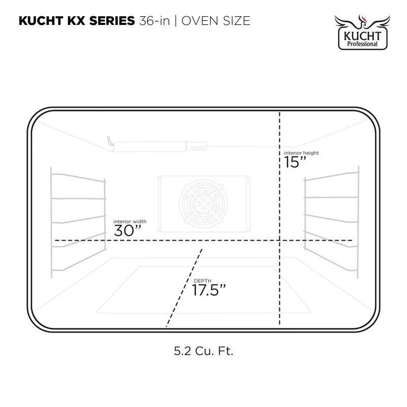 Kucht 36" 5.2 cu ft. Propane Gas Dual Fuel Range in Titanium Stainless Steel with Gold Knobs, KXD36/LP
