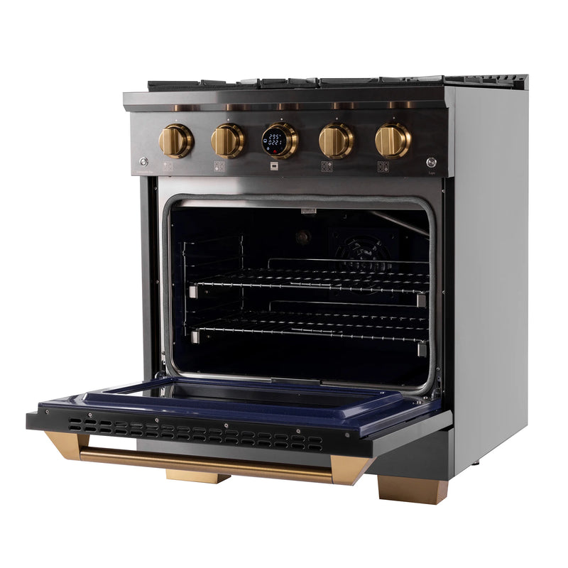 Kucht 30" 4.2 cu ft. Propane Gas Dual Fuel Range in Titanium Stainless Steel, KXD30/LP