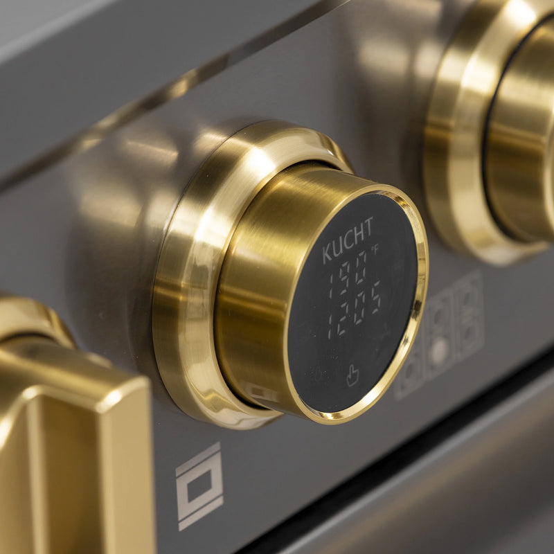 Kucht 36" 5.2 cu ft. Natural Gas Dual Fuel Range with Titanium Stainless Steel and Gold Knobs, KXD36