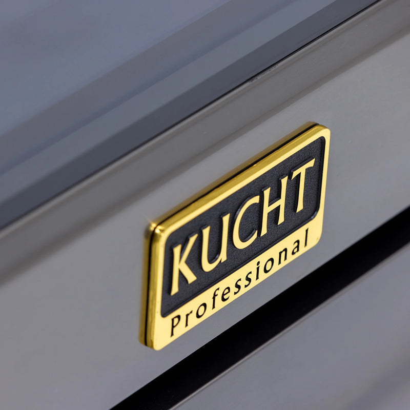 Kucht Professional 48" 6.7 cu ft. Propane Gas Dual Fuel Range in Titanium Stainless Steel with Gold Knobs, KXD48/LP