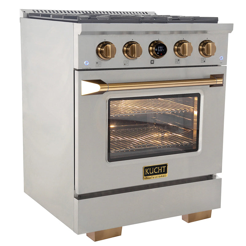 Kucht 30" 4.2 cu ft. Natural Gas Dual Fuel Range in Stainless Steel with Gold Accents, KXP30-GL