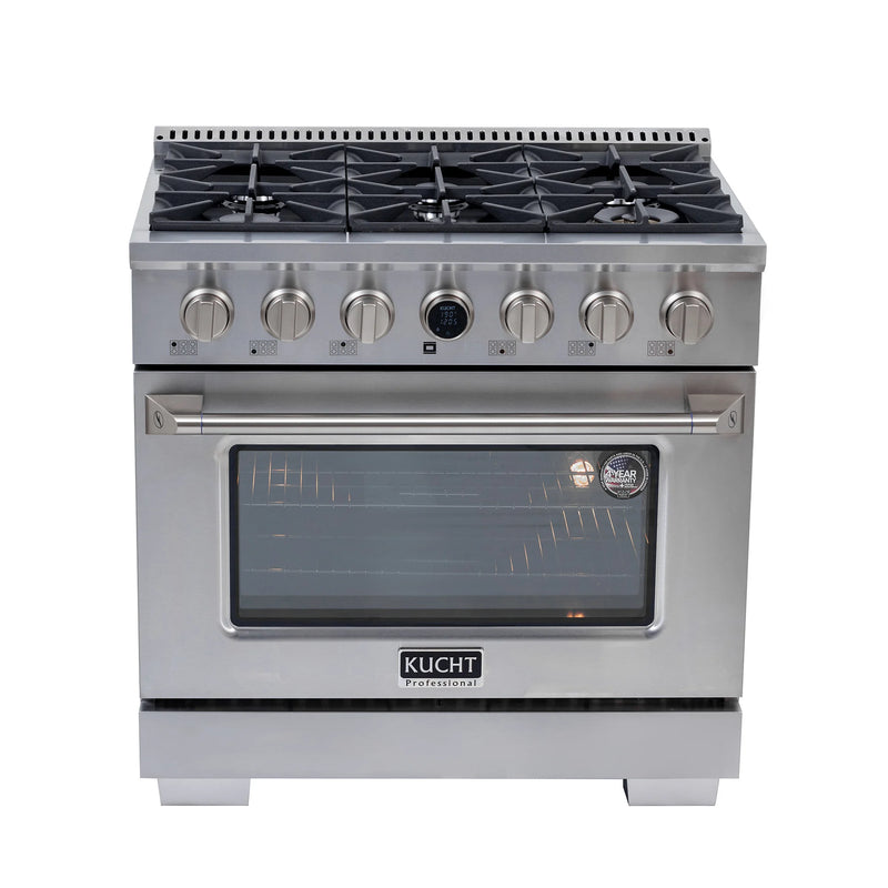 Kucht 36" 5.2 cu ft. Natural Gas Dual Fuel Range in Stainless Steel, KXP36-SS