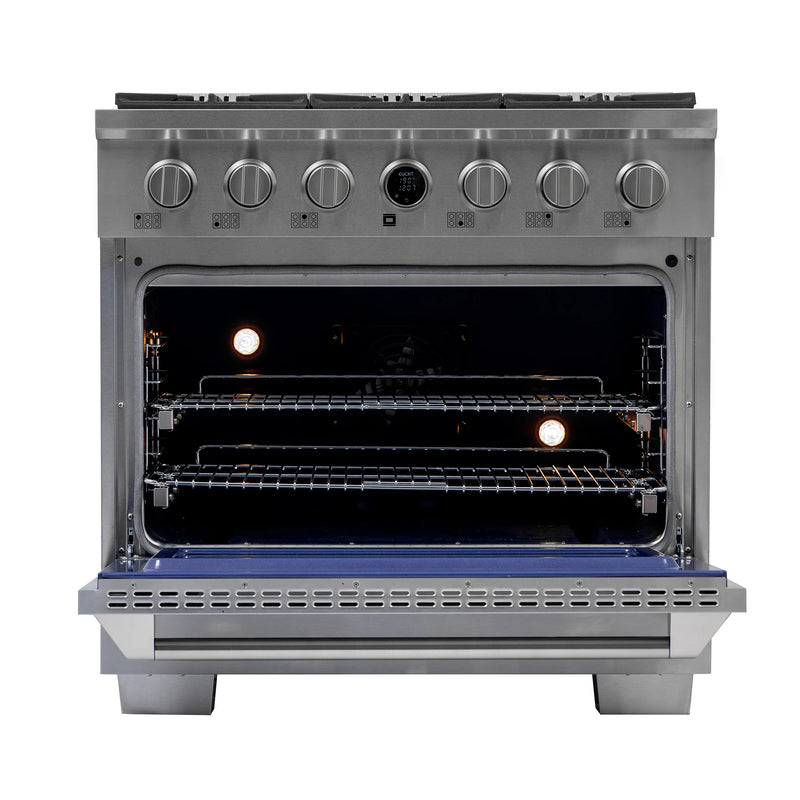 Kucht 36" 5.2 cu ft. Propane Gas Dual Fuel Range in Stainless Steel, KXP36-SS/LP