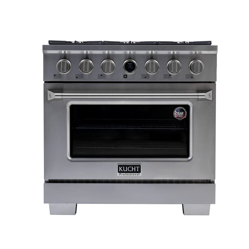 Kucht 36" 5.2 cu ft. Natural Gas Dual Fuel Range in Stainless Steel, KXP36-SS