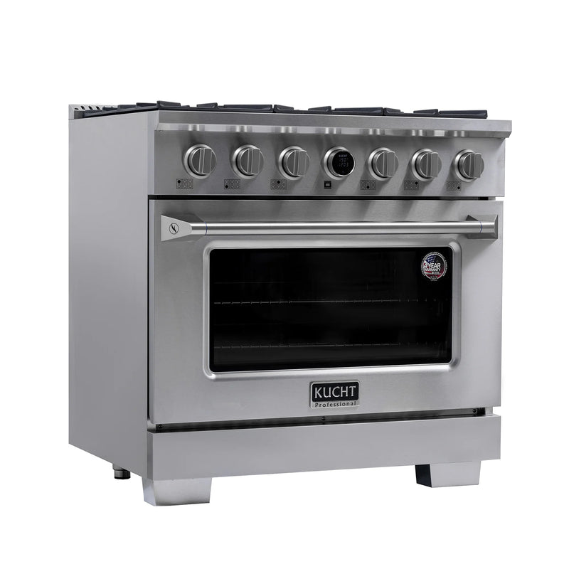 Kucht 36" 5.2 cu ft. Natural Gas Dual Fuel Range in Stainless Steel, KXP36-SS