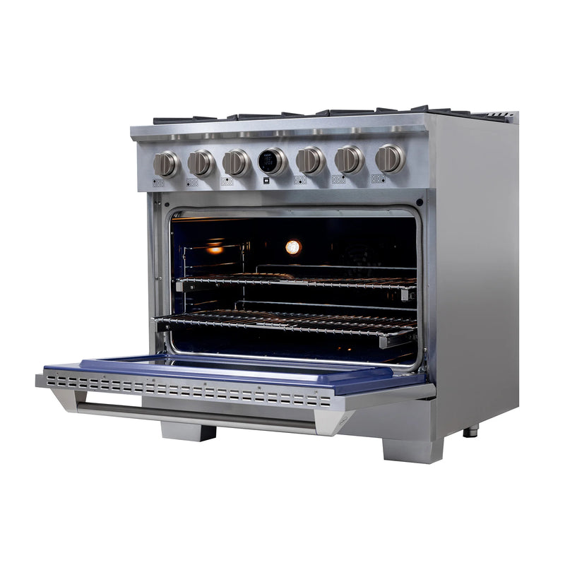 Kucht 36" 5.2 cu ft. Propane Gas Dual Fuel Range in Stainless Steel, KXP36-SS/LP