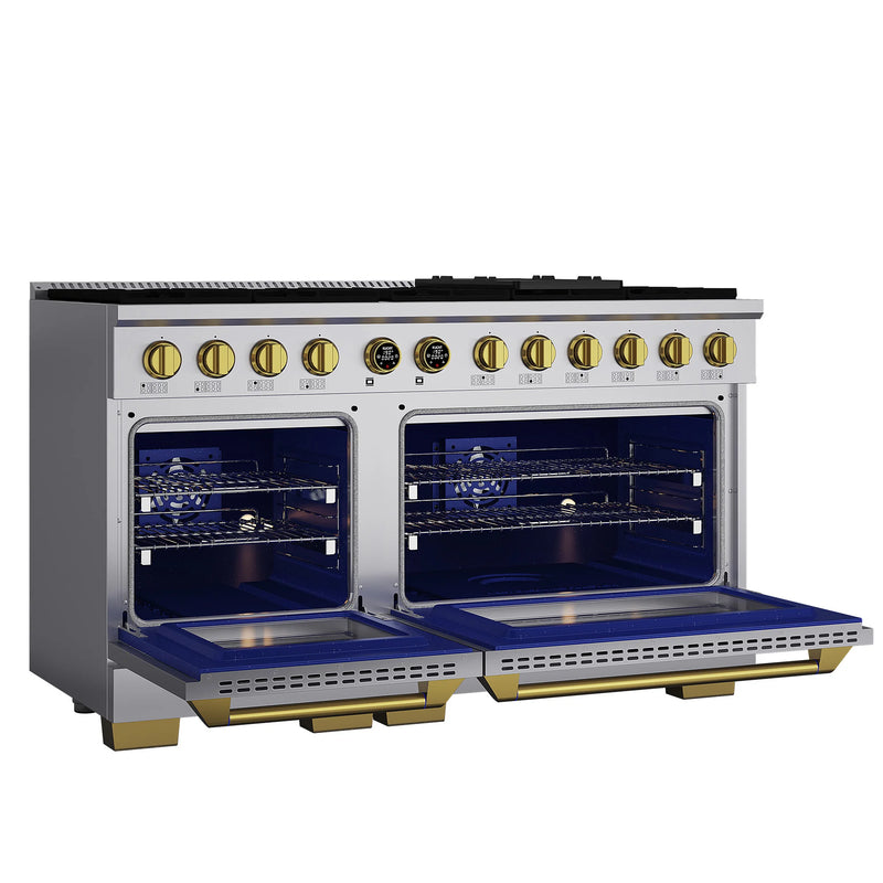 Kucht 60" 7.9 cu ft. Natural Gas Dual Fuel Range with Gold Accents, KXP60-GL