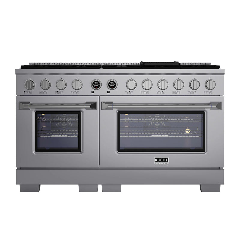 Kucht 60" 7.9 cu ft. Propane Gas Dual Fuel Range in Stainless Steel, KXP60-SS/LP