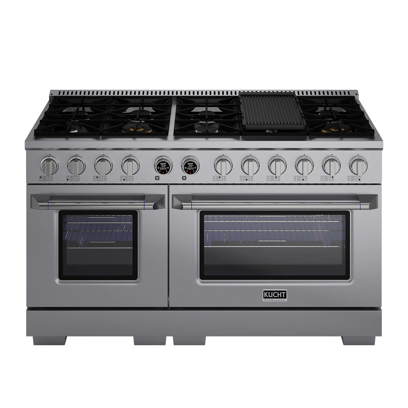 Kucht 60" 7.9 cu ft. Propane Gas Dual Fuel Range in Stainless Steel, KXP60-SS/LP