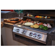 Kokomo Grills 32” Built in Gas Grill with 4 stainless steel burners, warming rack, temperature gauge, and SureLight ignition.