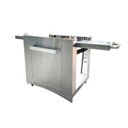 Kucht Cart for Napoli, stainless steel freestanding pizza oven cart with handles and extended side trays for outdoor cooking.