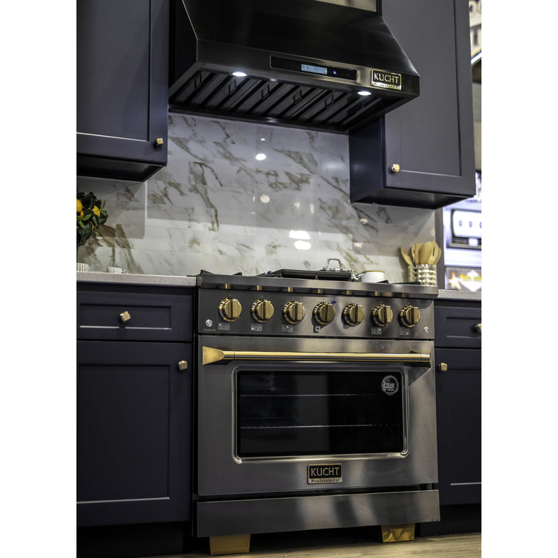 Kucht Professional 36" 900 CFM Under Cabinet Range Hood in Titanium Stainless Steel, KRH363A