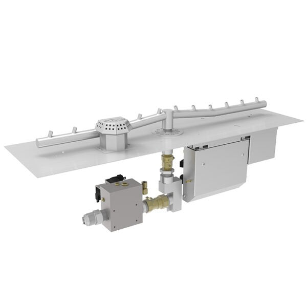 HPC Fire Inspired CSA Certified Linear Flat Fire Pit Insert with HI/LO 24VAC Liquid Propane electronic ignition system in silver