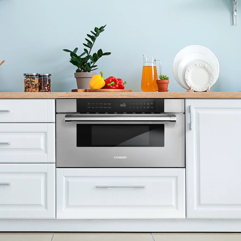 Cosmo 30" Built-In Microwave Drawer in Stainless Steel, 1.2 cu. ft. Capacity, 1000 Watts, 10 Power Levels, COS-MWD3012GSS