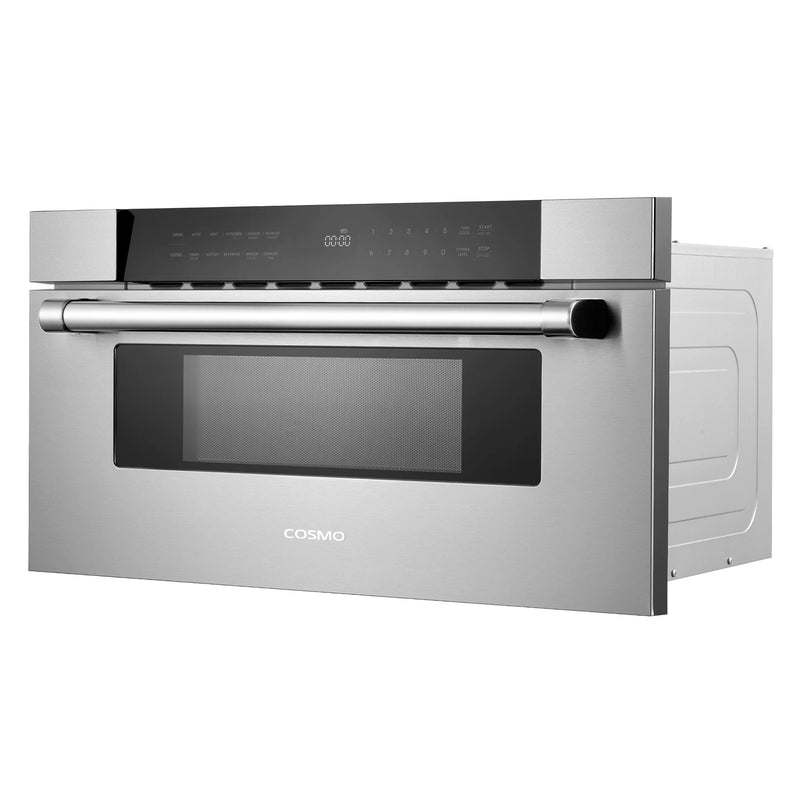 Cosmo 30" Built-In Microwave Drawer in Stainless Steel, 1.2 cu. ft. Capacity, 1000 Watts, 10 Power Levels, COS-MWD3012GSS