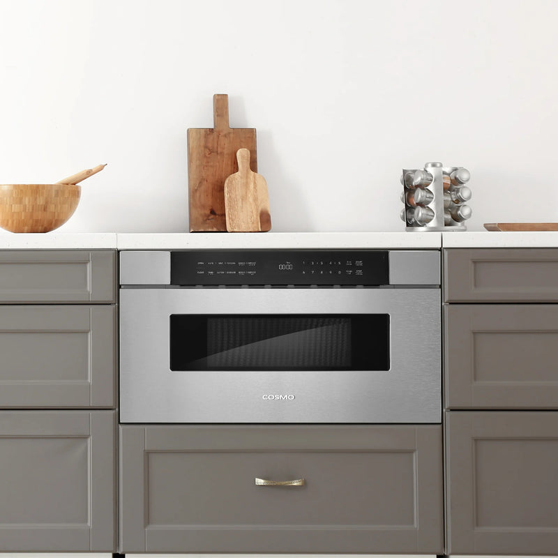 Cosmo 30" Built-In Microwave Drawer in Stainless Steel, 1.2 cu. ft. Capacity, 1000 Watts, 10 Power Levels, COS-MWD3012NHSS