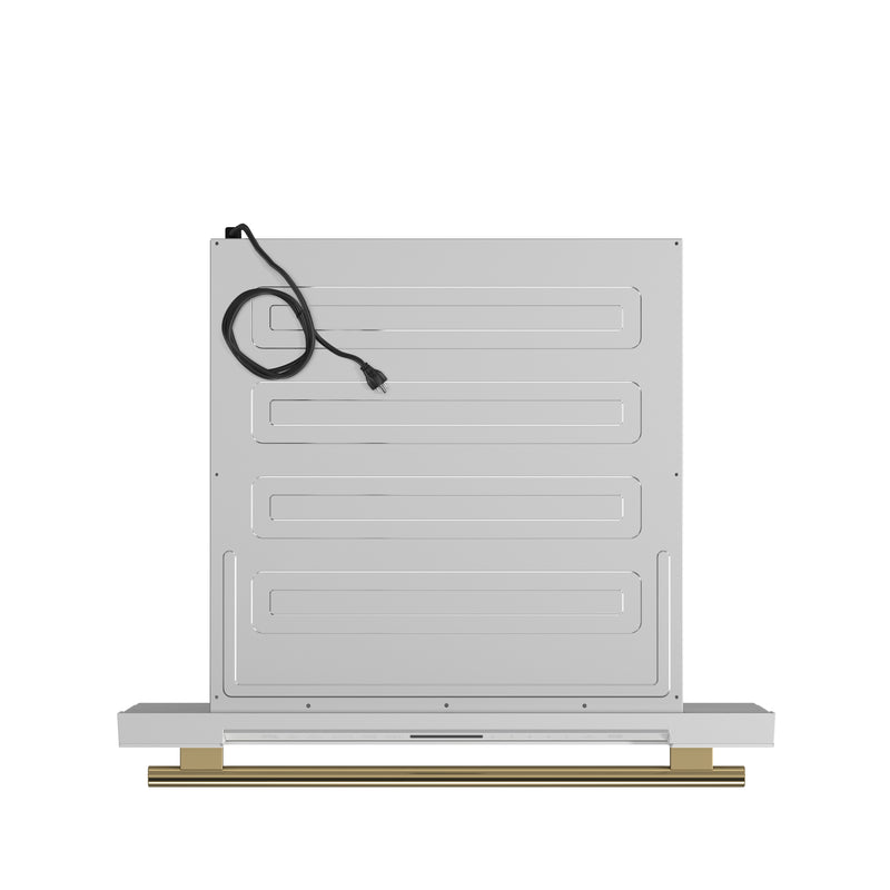 Forno Espresso Capoliveri 30" 1.2 cu. ft. Built-In Microwave Drawer in White, 1000 Watts, with Antique Brass Handles, FMWDR3000-30WHT