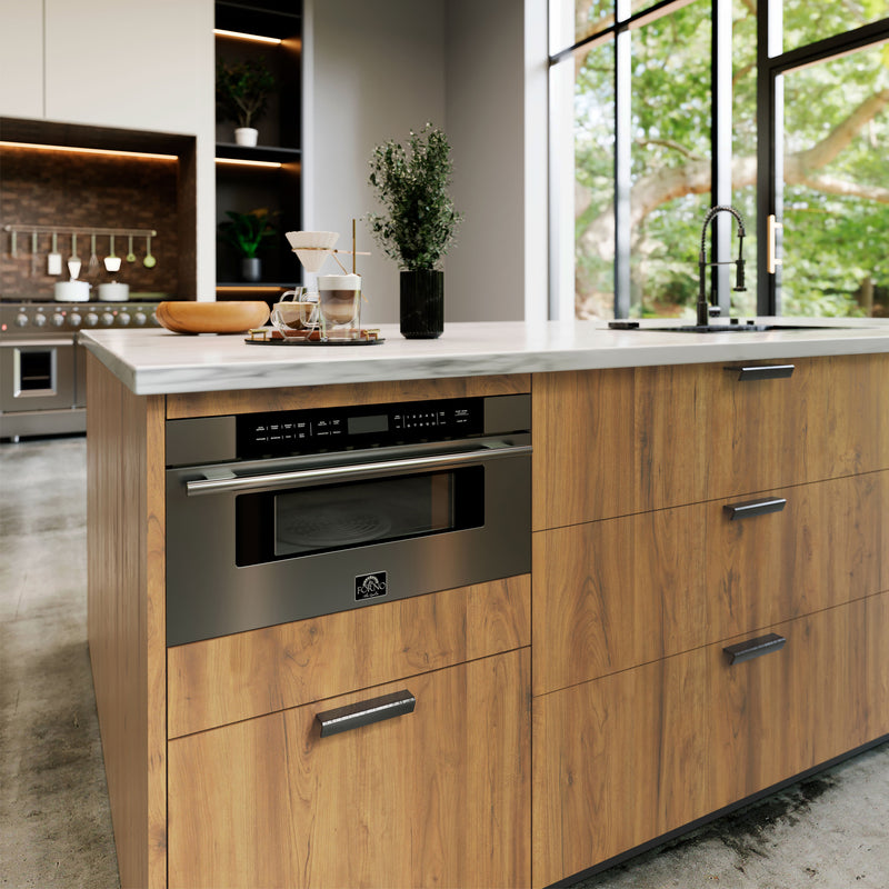 Forno Capoliveri 30" 1.2 cu. ft. Built-In Microwave Drawer in Stainless Steel, 1000 Watt, Auto-Touch Open/Close, FMWDR3000-30