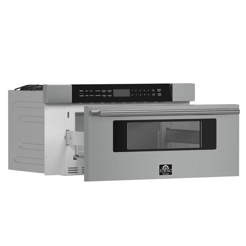 Forno Capoliveri 30" 1.2 cu. ft. Built-In Microwave Drawer in Stainless Steel, 1000 Watt, Auto-Touch Open/Close, FMWDR3000-30