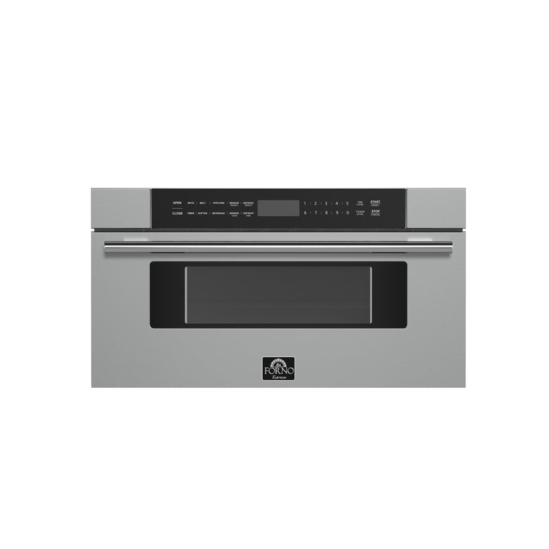 Forno Capoliveri 30" 1.2 cu. ft. Built-In Microwave Drawer in Stainless Steel, 1000 Watt, Auto-Touch Open/Close, FMWDR3000-30