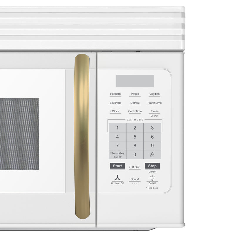 Forno Scalo 30" 1.6 cu. ft. 300 CFM Over the Range Microwave in White, LED Light, with Antique Brass Handles, FOTR3007-30WHT