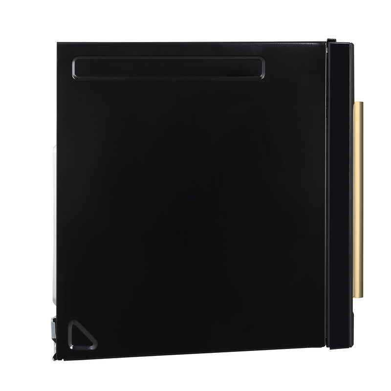 Forno Fornace 30" 1.5 cu. ft. 300 CFM Over the Range Convection Microwave in Black, LED Lighting, with Antique Brass Handles, FOTR3038-30BLK