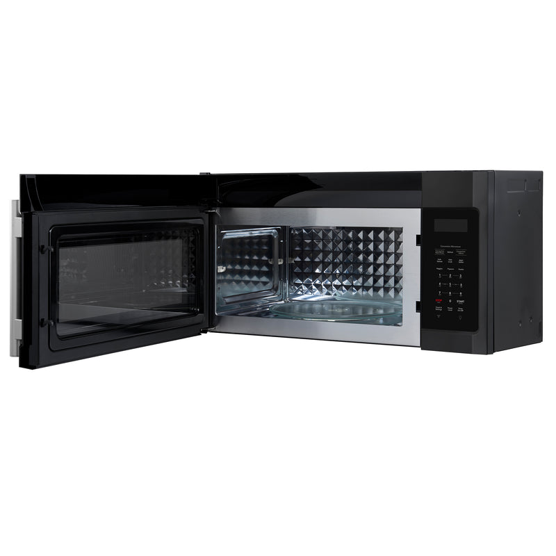 Forno Fornace 30" 1.5 cu. ft. 300 CFM Over the Range Convection Microwave in Black, LED Lighting, with Stainless Steel Handles, FOTR3038-30BLK