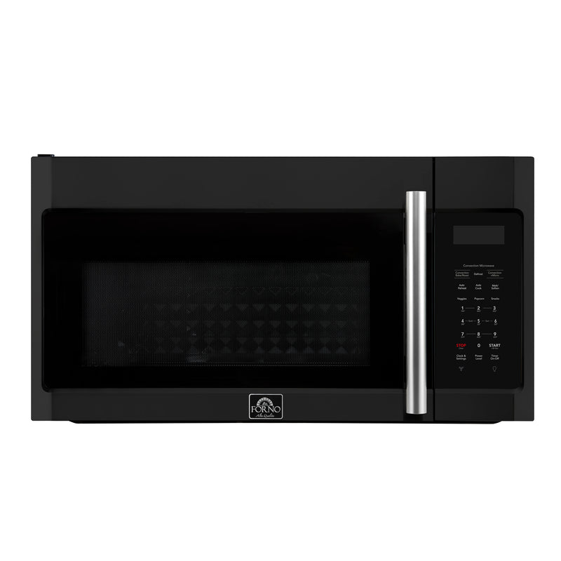 Forno Fornace 30" 1.5 cu. ft. 300 CFM Over the Range Convection Microwave in Black, LED Lighting, with Stainless Steel Handles, FOTR3038-30BLK