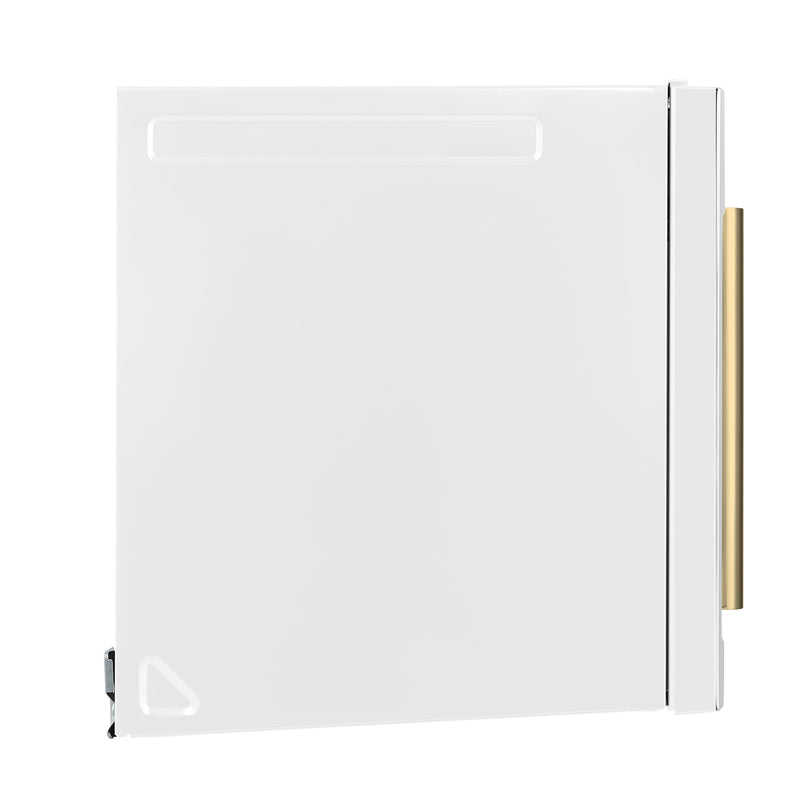 Forno Fornace 30" 1.5 cu. ft. 300 CFM Over the Range Microwave in White, LED Lighting, with Antique Brass Handles, FOTR3038-30WHT